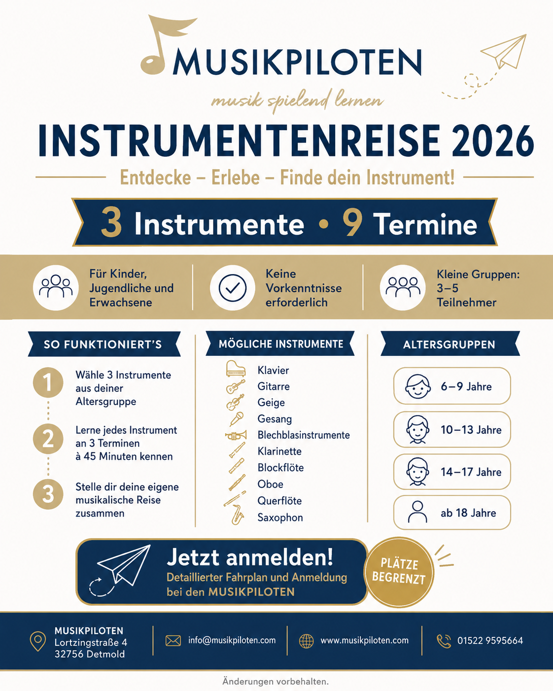 Instrumentenreise 2026 – Entdecke, Erlebe, Finde dein Instrument!